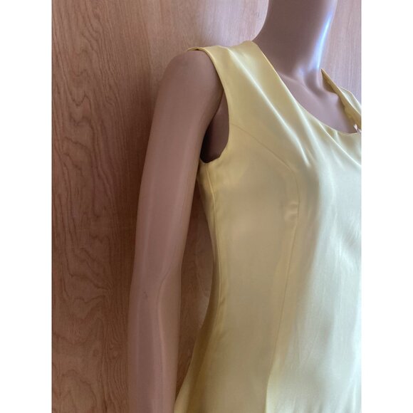 1960s Polyester Handmade Yellow Maxi Dress Sheer Floral Overlay Sz S Cottagecore - Picture 5 of 16